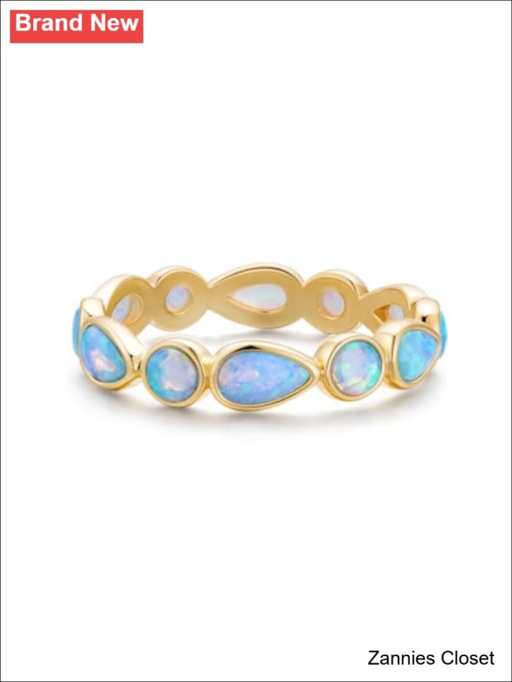 💍 Pearich 14K Gold Filled Opal Bezel Set Eternity Band Stackable Ring